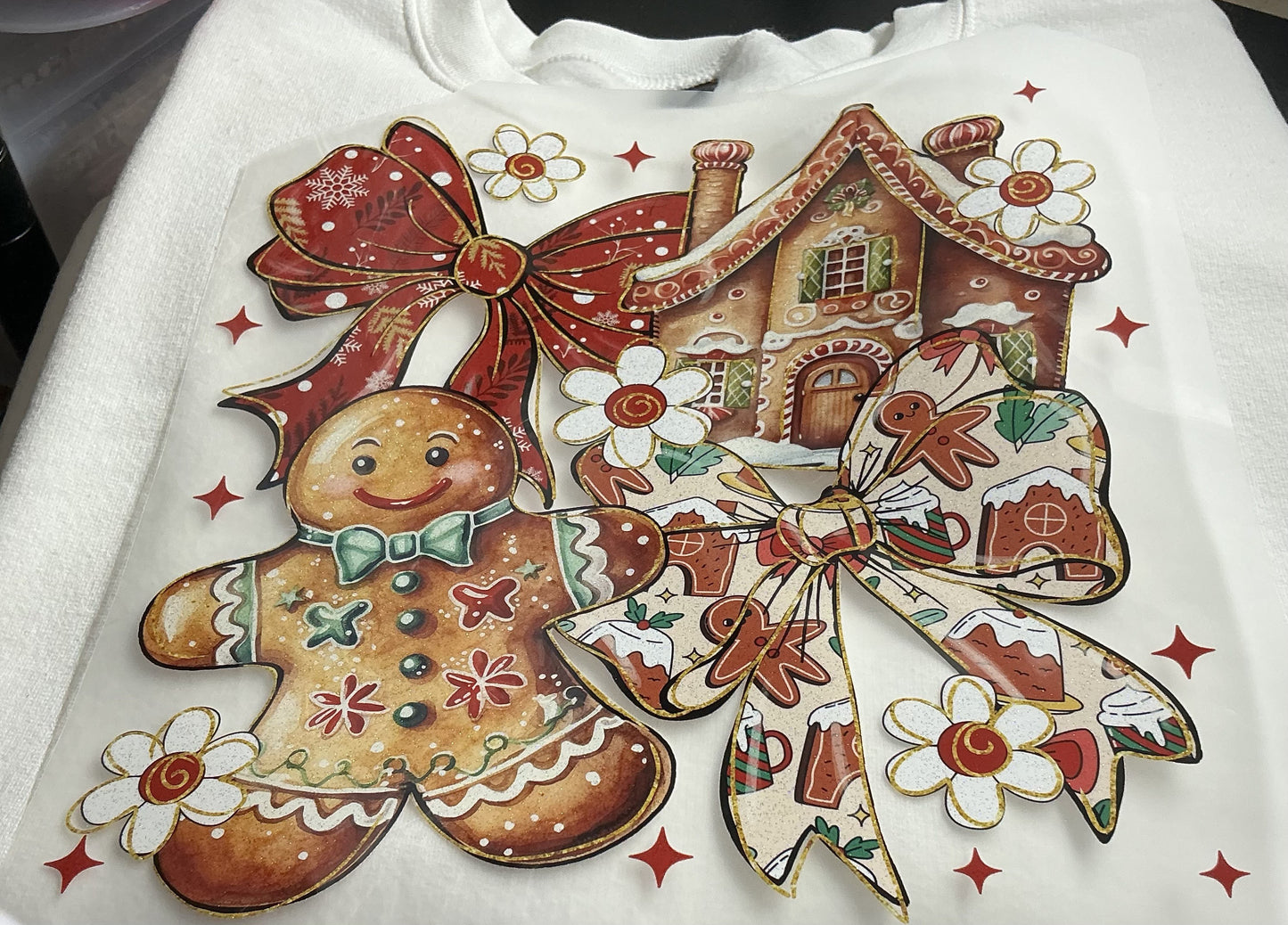 GINGERBREAD HOUSE WITH A BOW GLIITER PRINT #0189