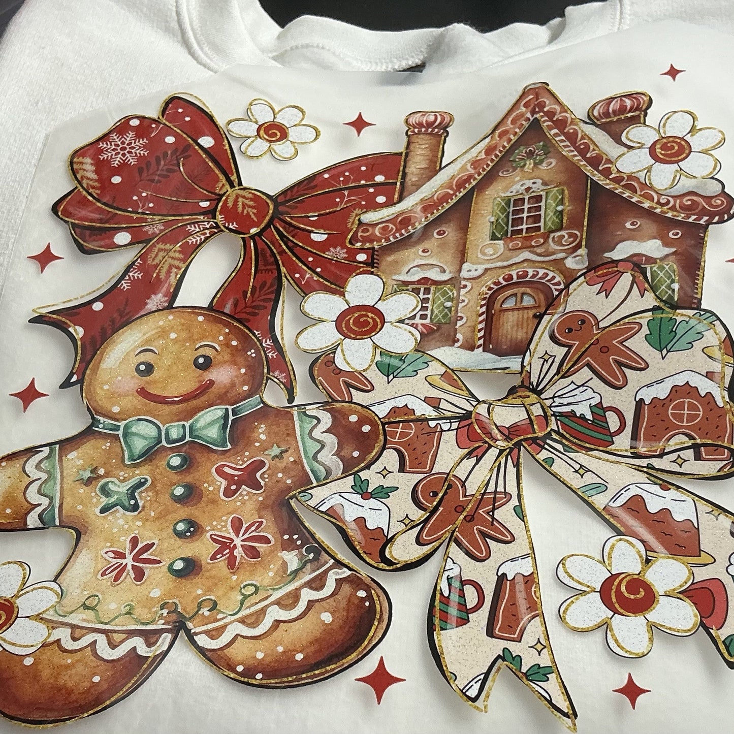 GINGERBREAD HOUSE WITH A BOW GLIITER PRINT #0189