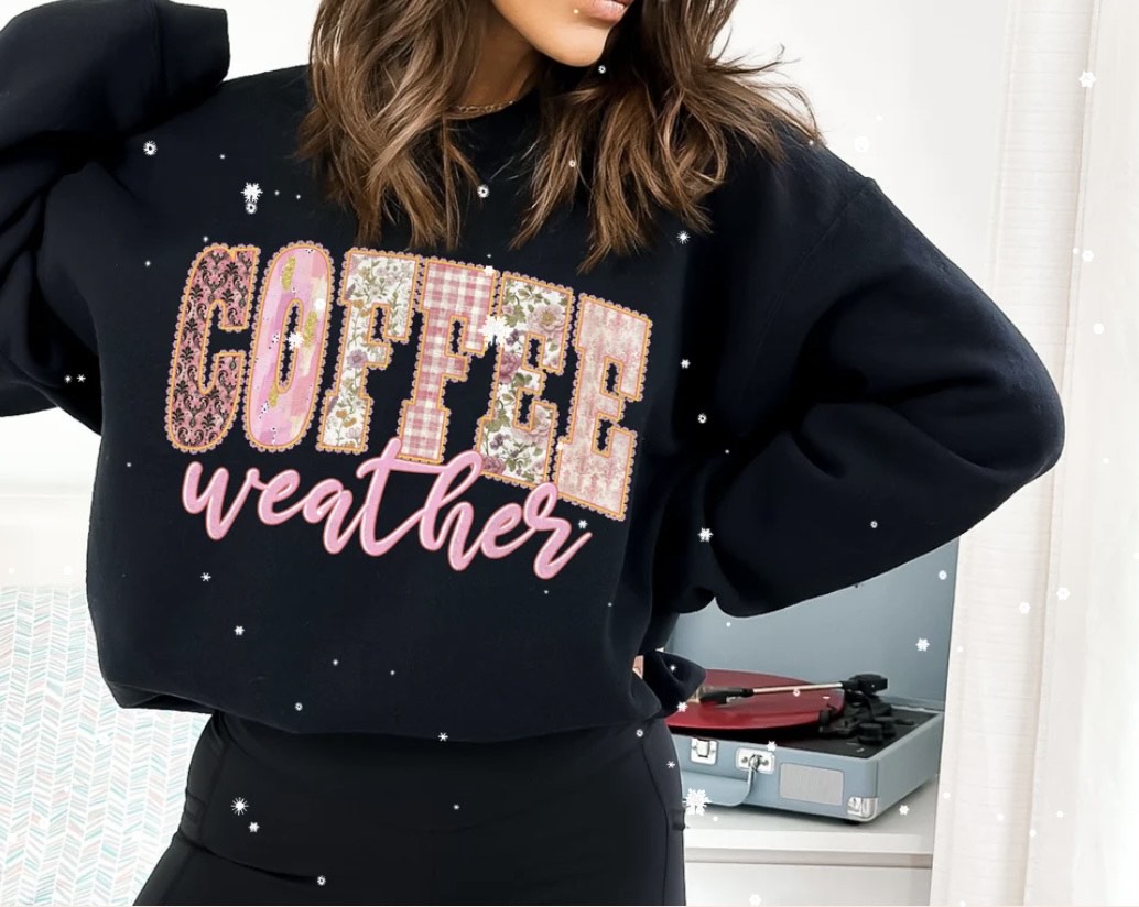 PINK COFFEE WEATHER GLITTER PRINT #0097 (COFFEE) (ALL SEASON)
