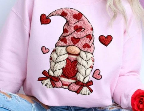 YARN V DAY GNOME GLITTER PRINT #0077 (VALENTINE)