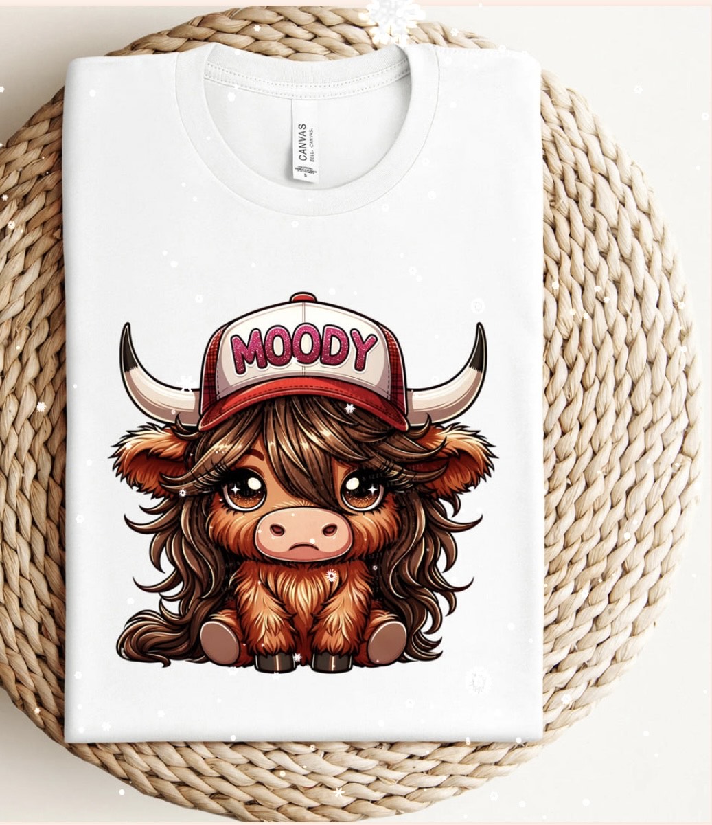 CUTE MOODY HIGHLANDCOW GLITTER PRINTS #0099 (HIGHLANDCOW) (ALL SEASON )