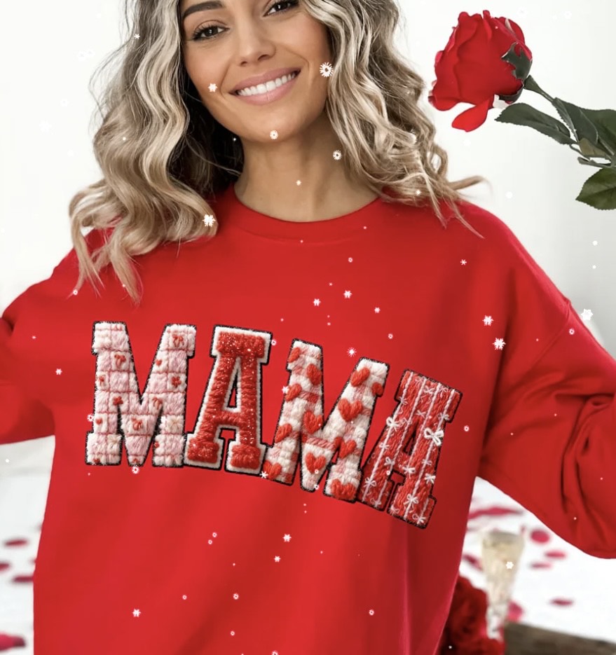 MAMA HEART CROCHET GLITTER PRINT #0068 (VALENTINE) (MAMA)