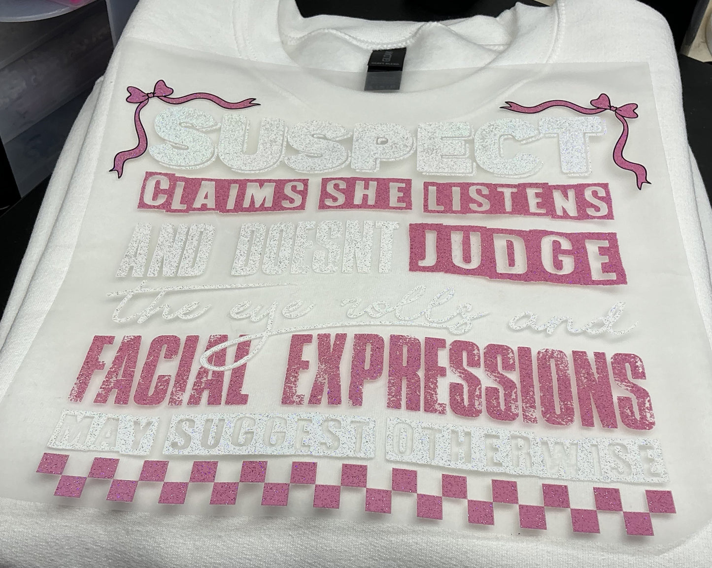 SUSPECT CLAIMS GLITTER PRINT #0249 (ALL SEASON) (HUMOR)