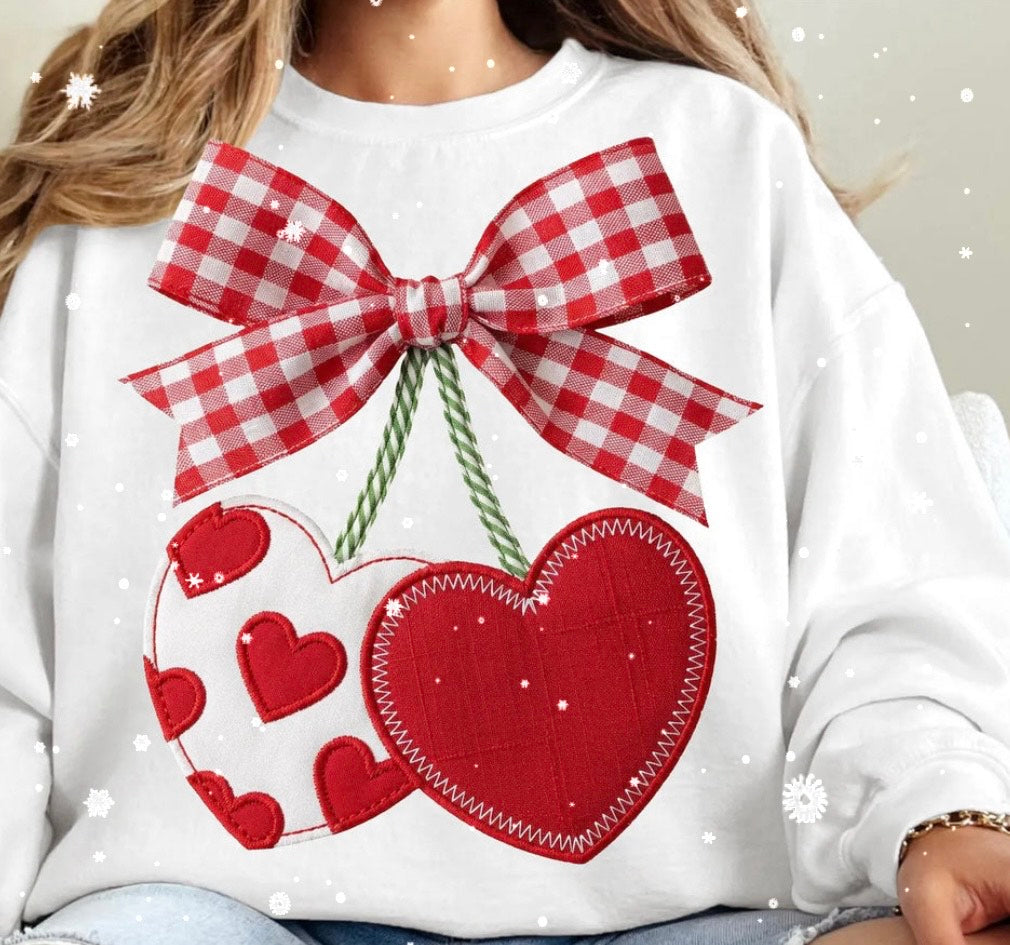 PATCH WORK CHERRIES GLITTER PRINT #0082 (VALEINTINES )