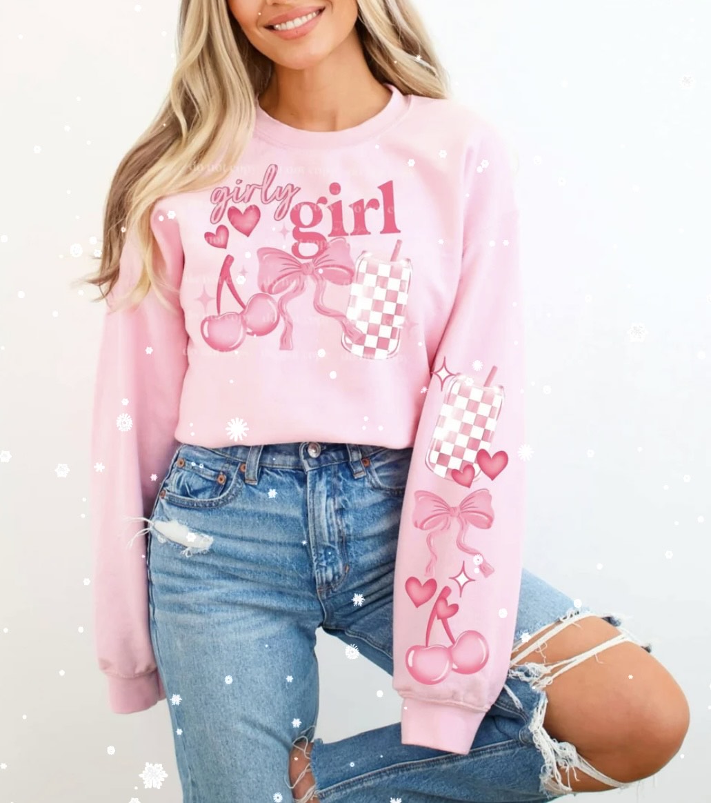 GIRLY GIRL W/ 2 SLEEVES GLITTER PRINT #0109 (ALL SEASON )