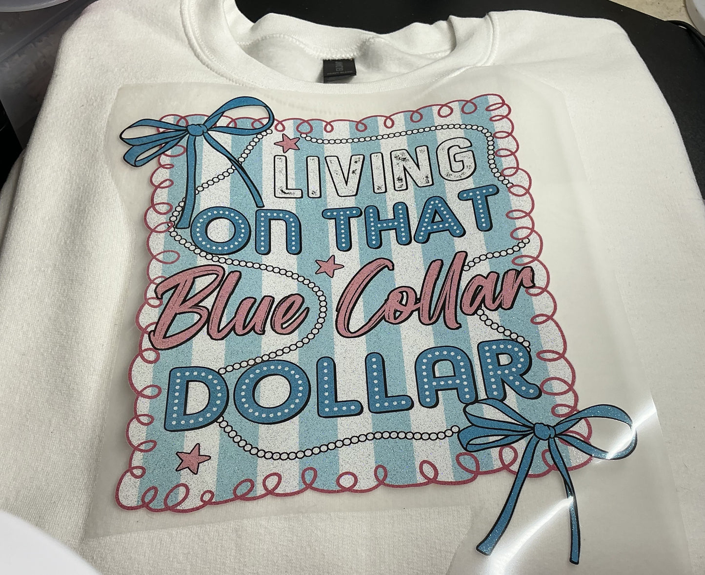 LIVING ON THAT BLUE COLO DOLLAR GLITTER PRINT #0233 (ALL SEASON) (HUMOR)
