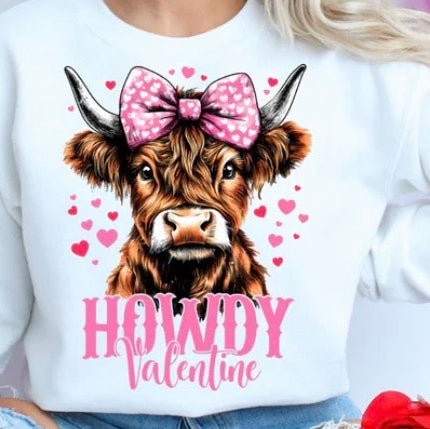 HOWDY VALENTINE HIGHLAND COW GLITTER PRINT #0078 (HIGHLANDCOW)