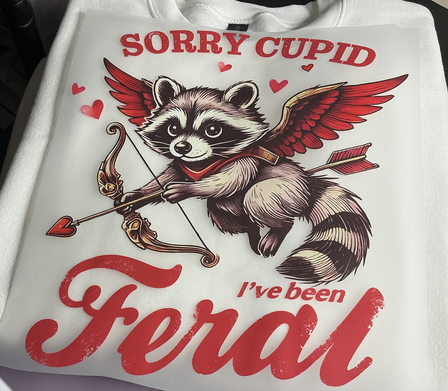SORRY CUPIT IVE BEEN FERAL #0132 (VALENTINE) (HUMOR) PERFECT FOR OVERSIZED TSHIRTS