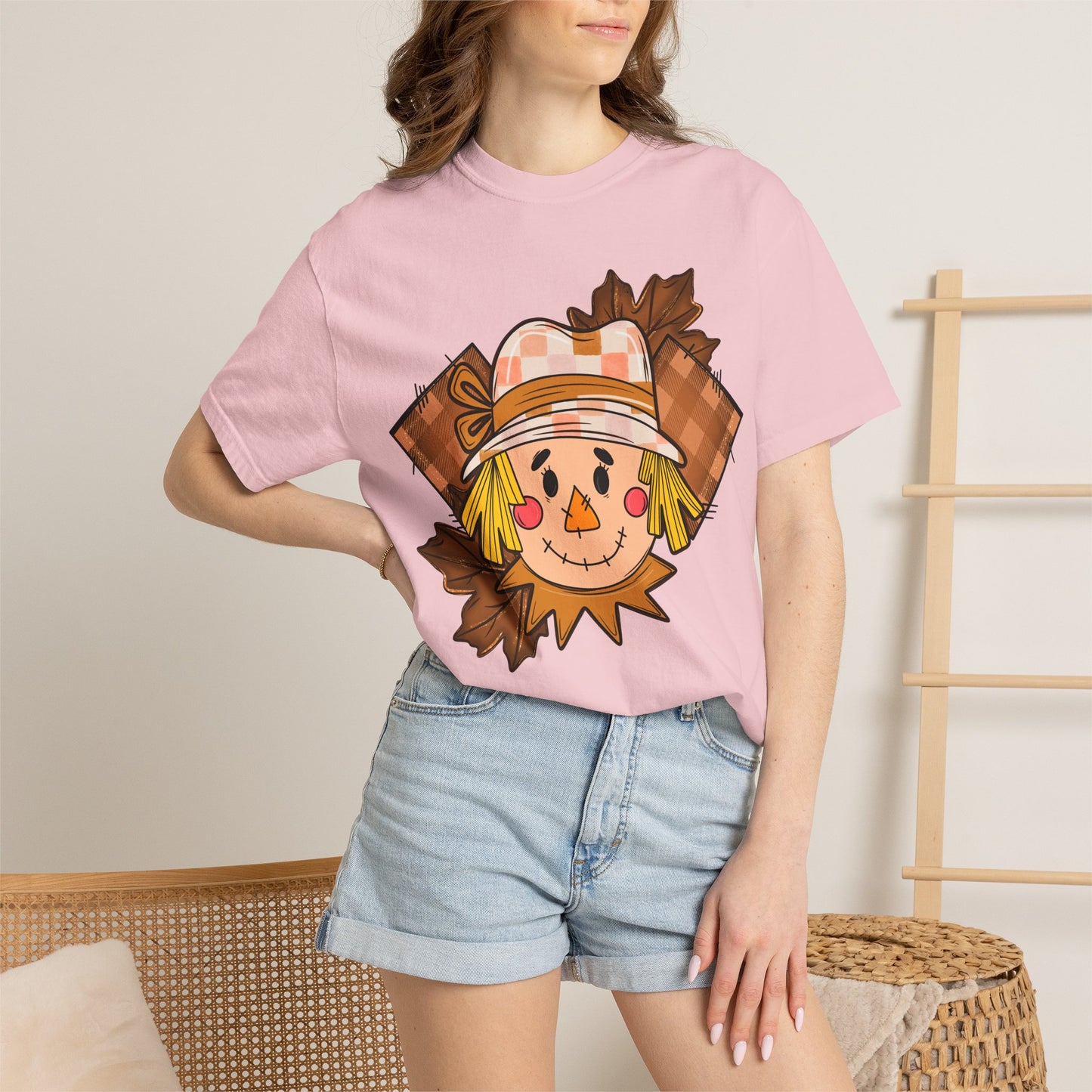 Scarecrow Smiles T‑Shirt — Cute Autumn Harvest Graphic Tee