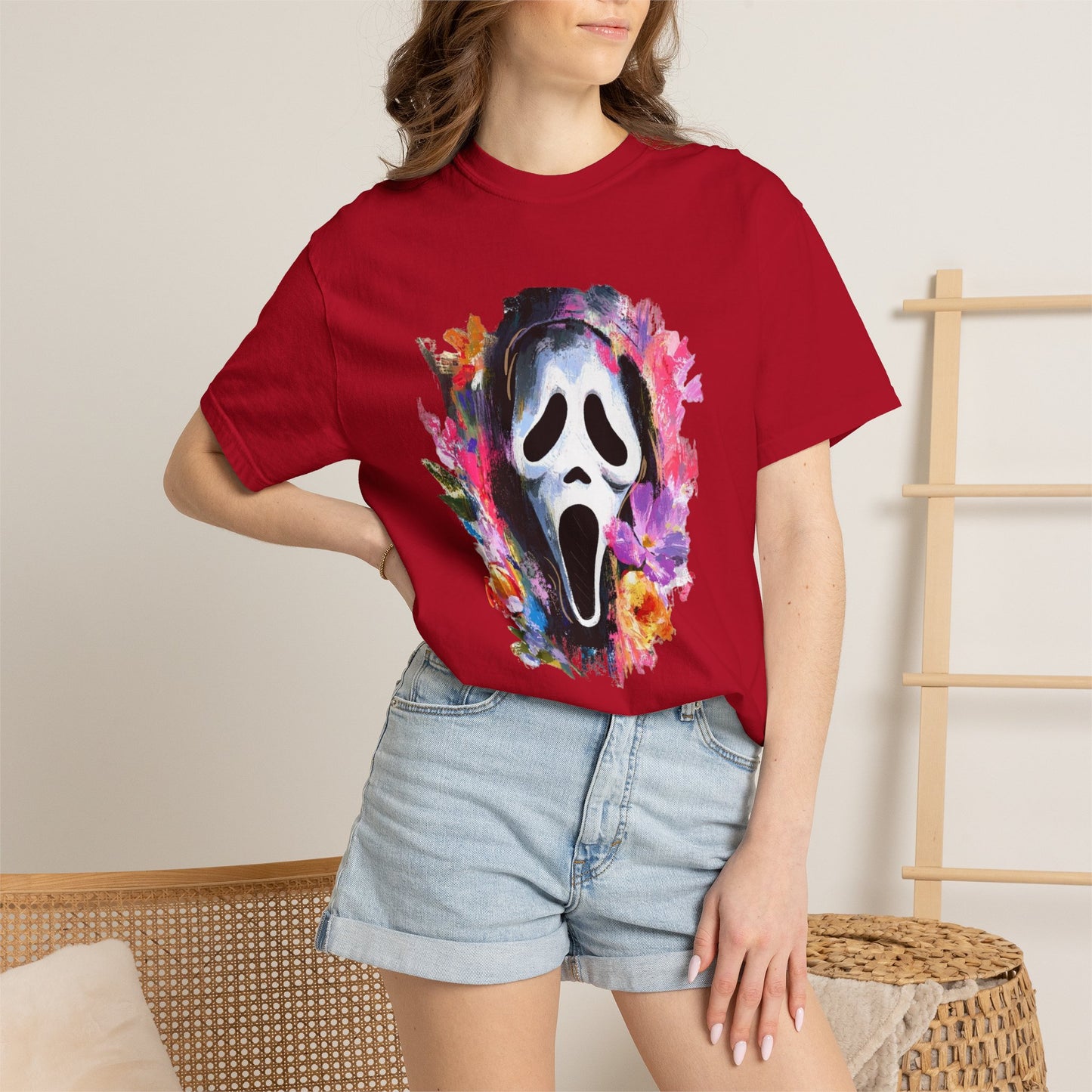 Scream Mask Floral T-Shirt — Horror Floral Graphic Tee
