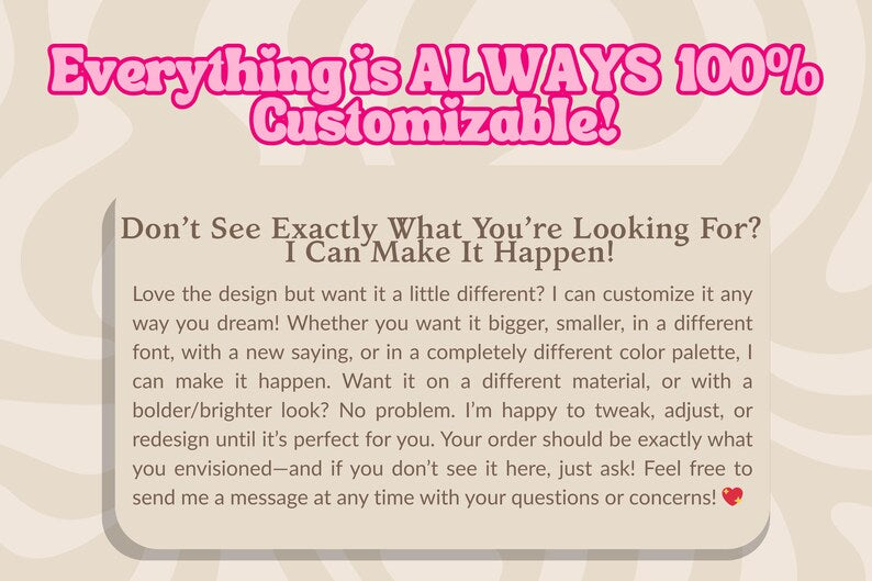 Custom orders & Add Ons