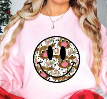 #999 CHRISTMAS REINDEER SMILEY GLITTER