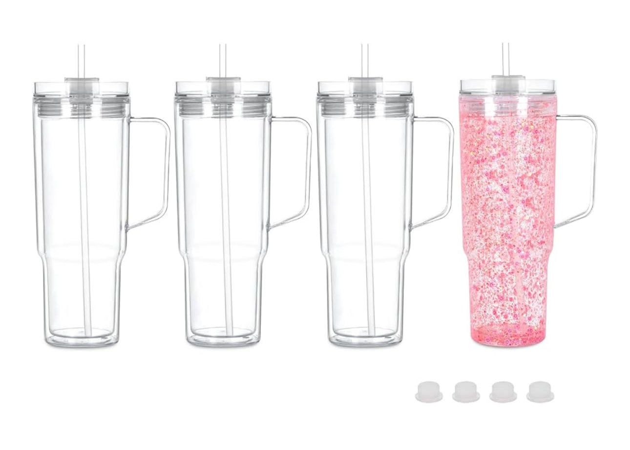 40 Oz Acrylic Snowglobe Tumbler with Handle