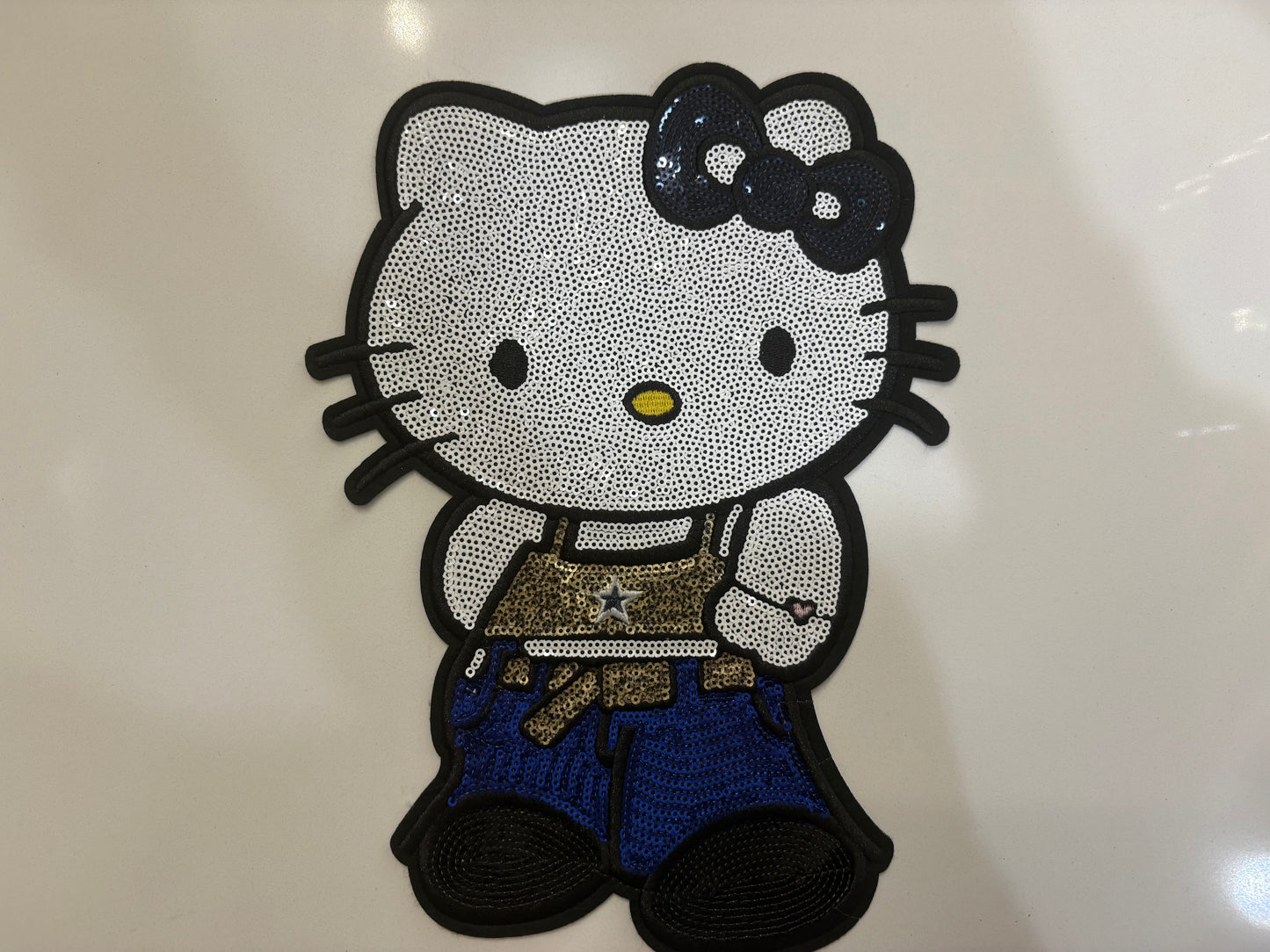 CHENILLE PATCHES BLUE CITE KITTY WITH A BOW