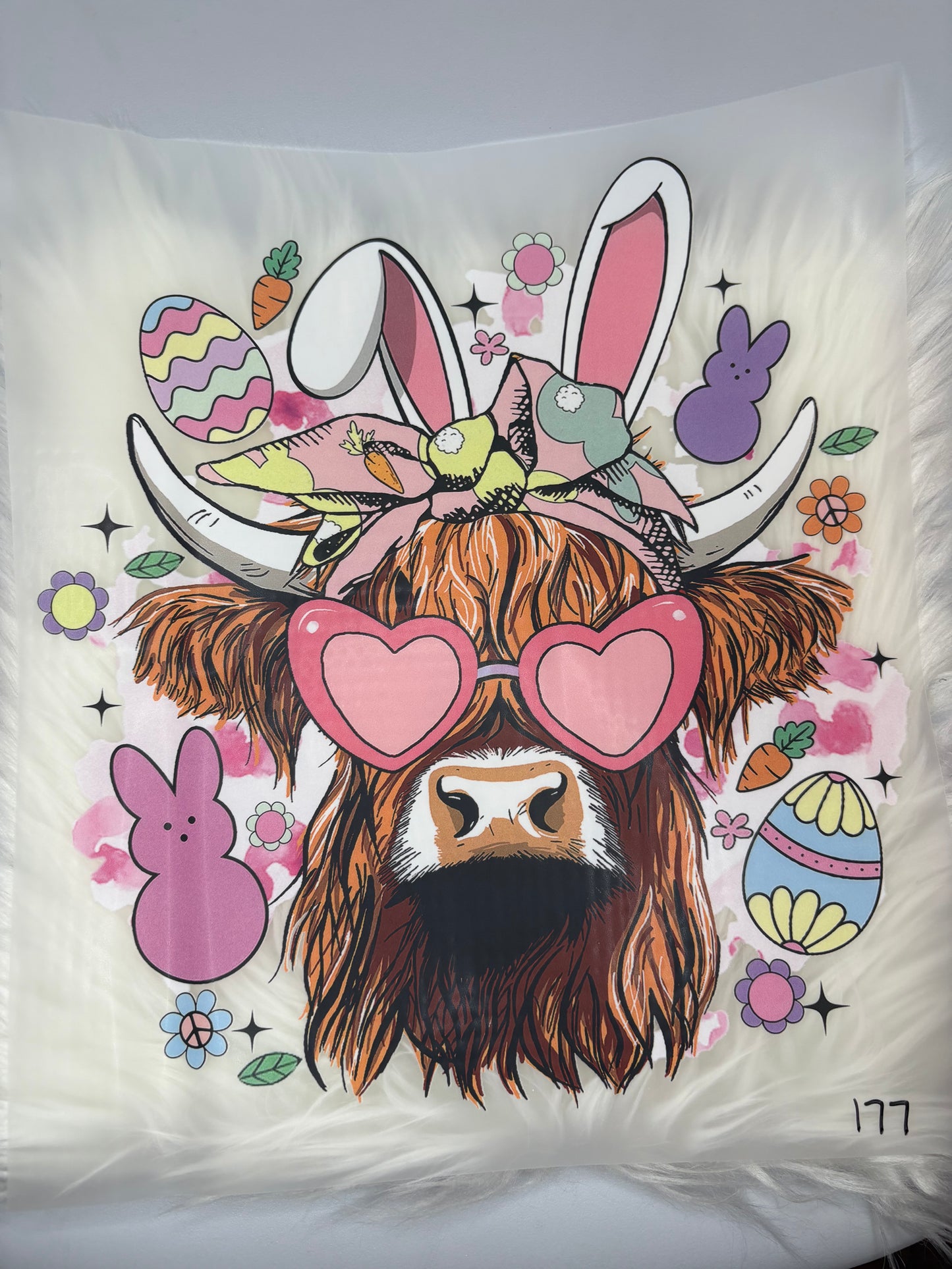 Easter Highland Cow #177 Available in DTF Just Pick Your Shirt