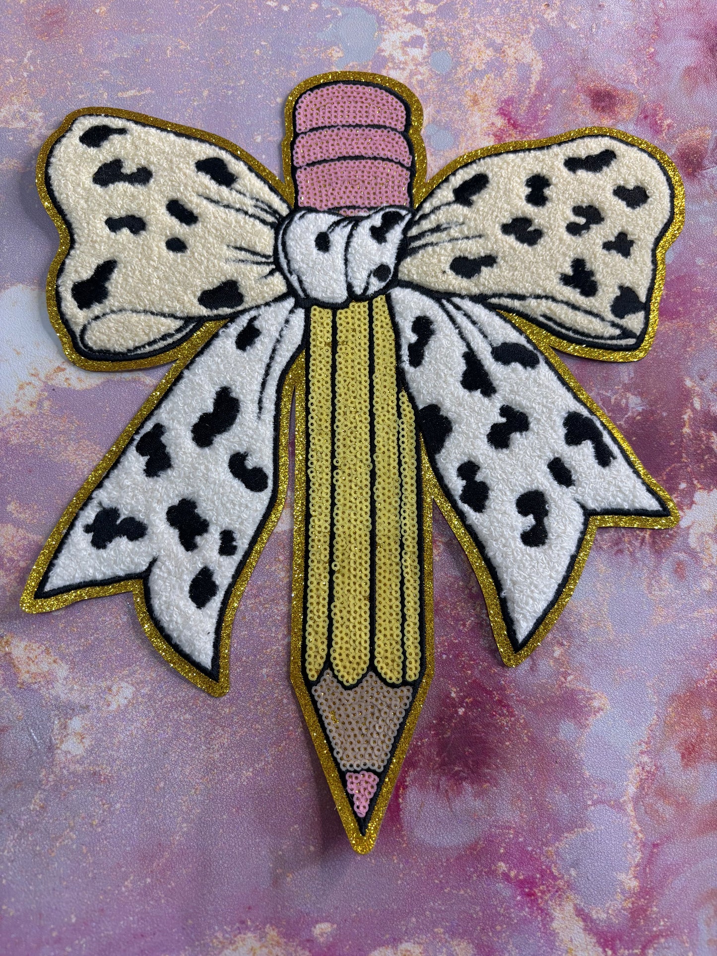 CHENILLE PATCHES TEACHER PENCIL WITH A BOW