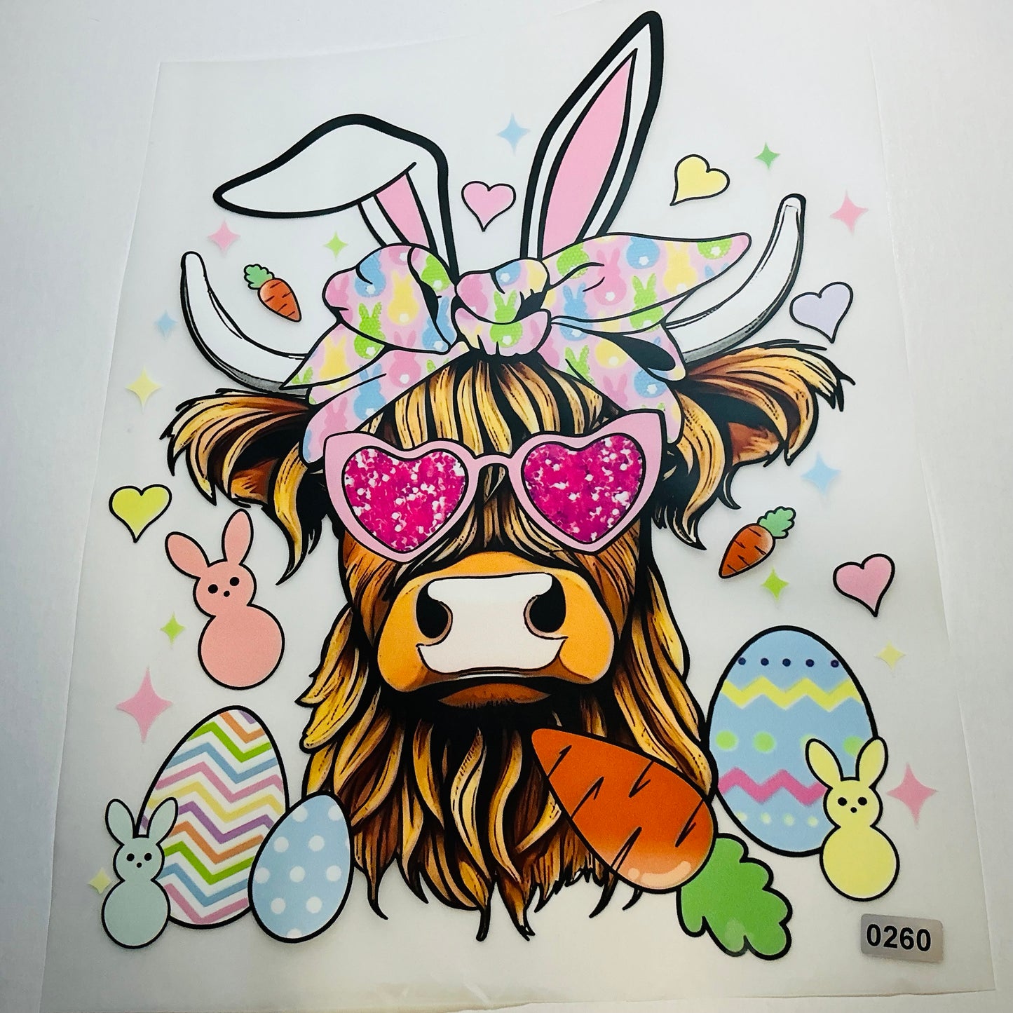 EASTER HIGHLAND COW READY TO PRESS DTF #0260 (EASTER)