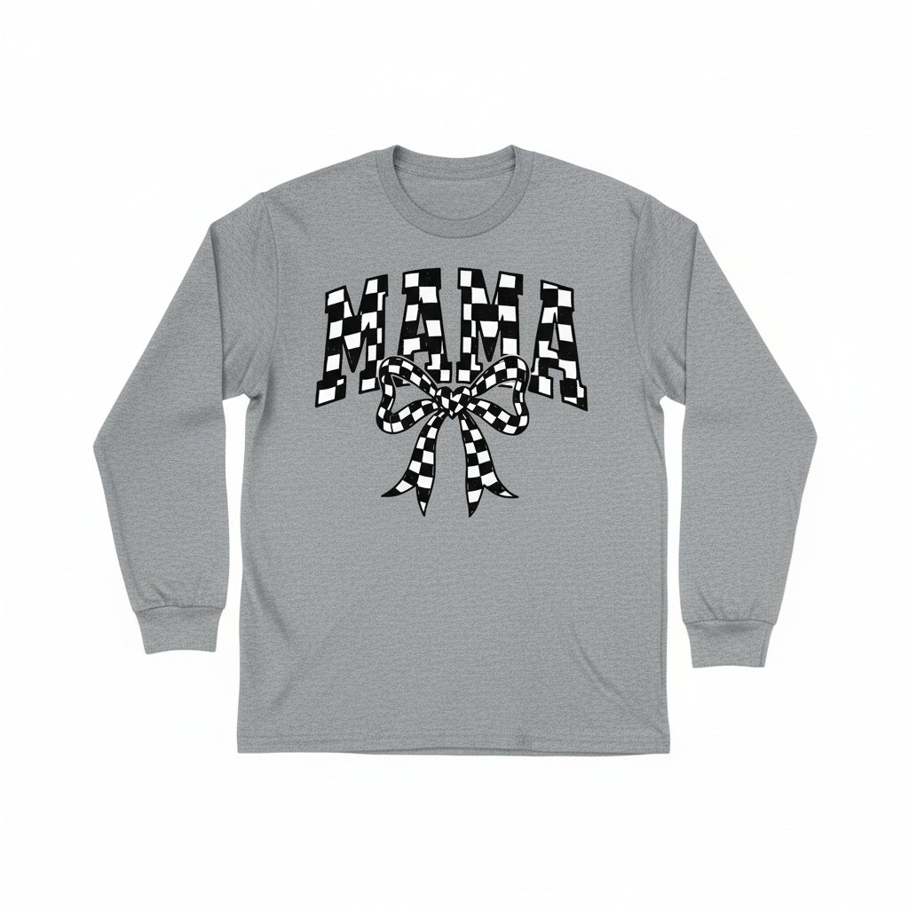 MAMA CHECKERED BOW READY TO PRESS DTF #0369 (MAMA)