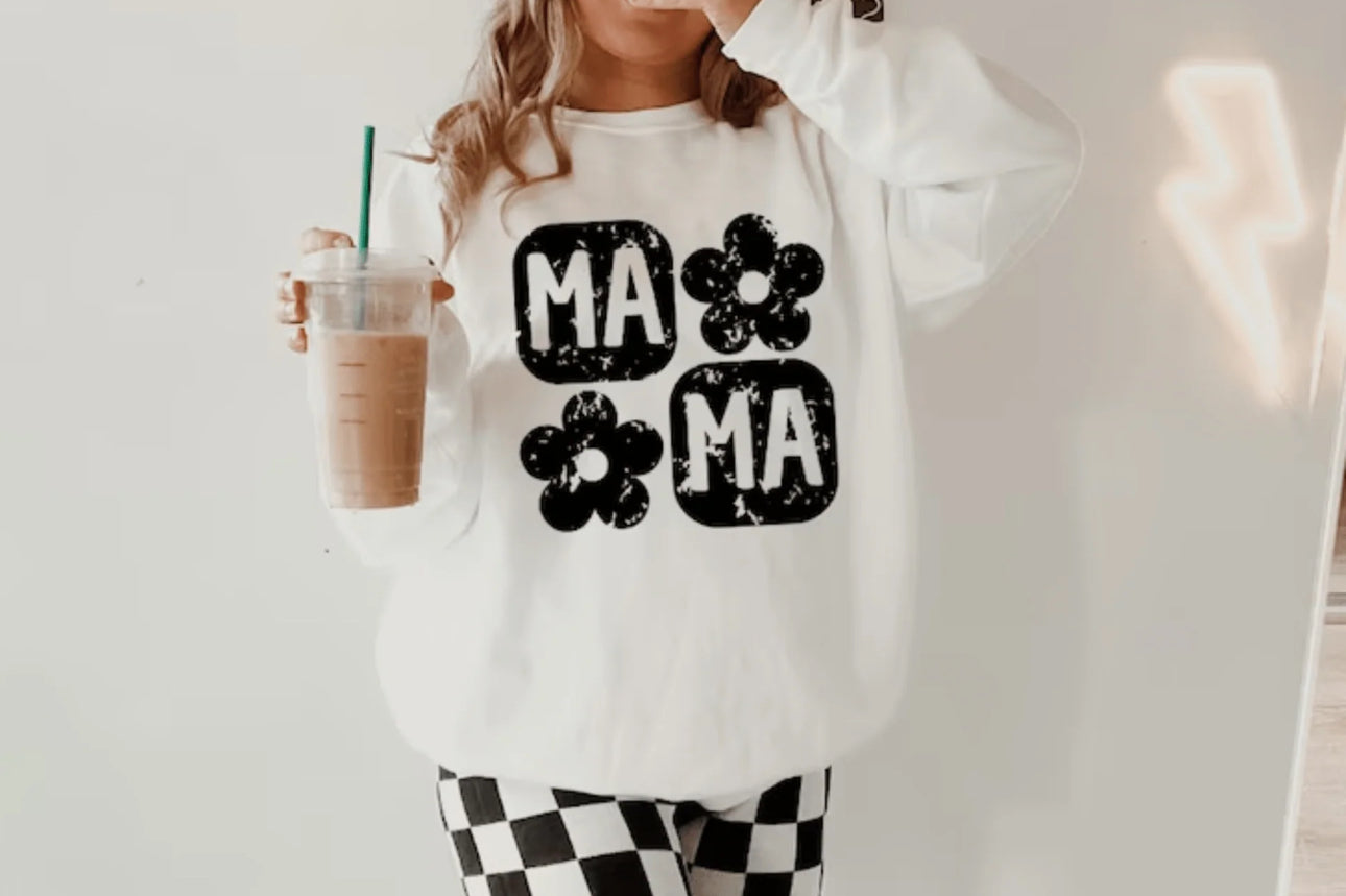 Retro Mama Sunflowers #026 Available in DTF Just Pick Your Shirt