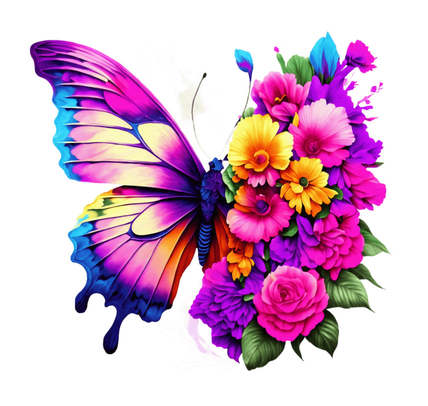 Floral Butterfly #038 Available in Sublimation and DTF Just Pick Your Shirt