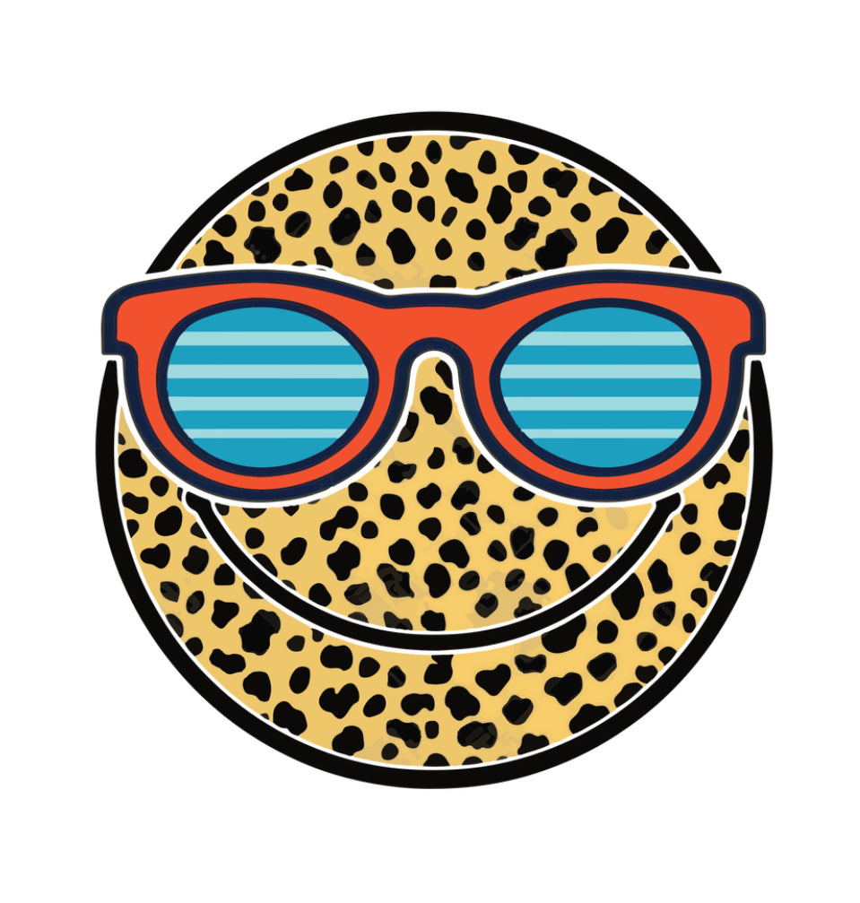 Leopard Summer Smiley Face #037 Available in Sublimation and DTF Just Pick Your Shirt