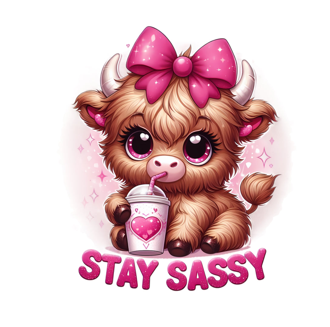 Baby Highland Cow Stay Sassy #092 Available in Sublimation and DTF Just Pick Your Shirt
