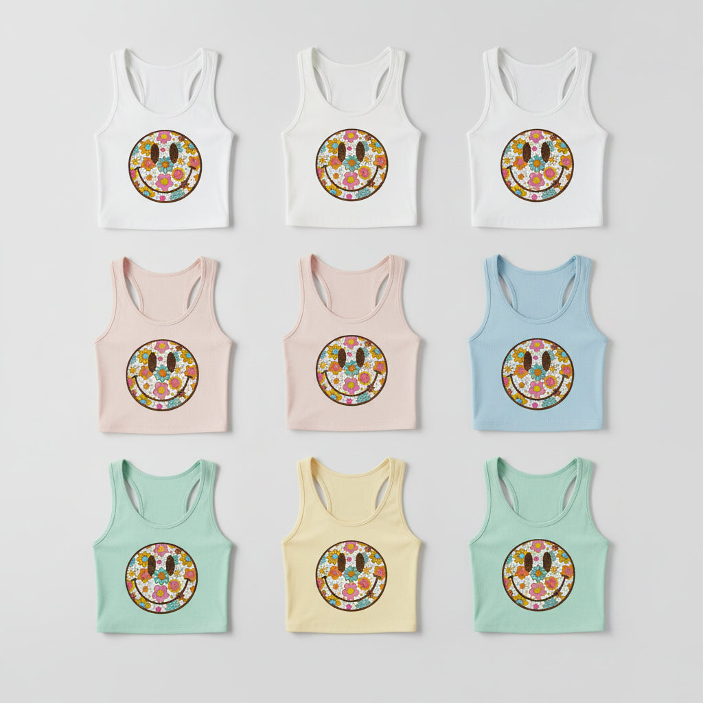 SUMMER SMILEY GLITTER PRINT DISTRESSED READY TO PRESS #0534 (SUMMER)