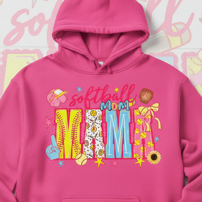 SOFT BALL MAMA PASTEL COLORS READY TO PRESS DTF #0784 (MAMA)