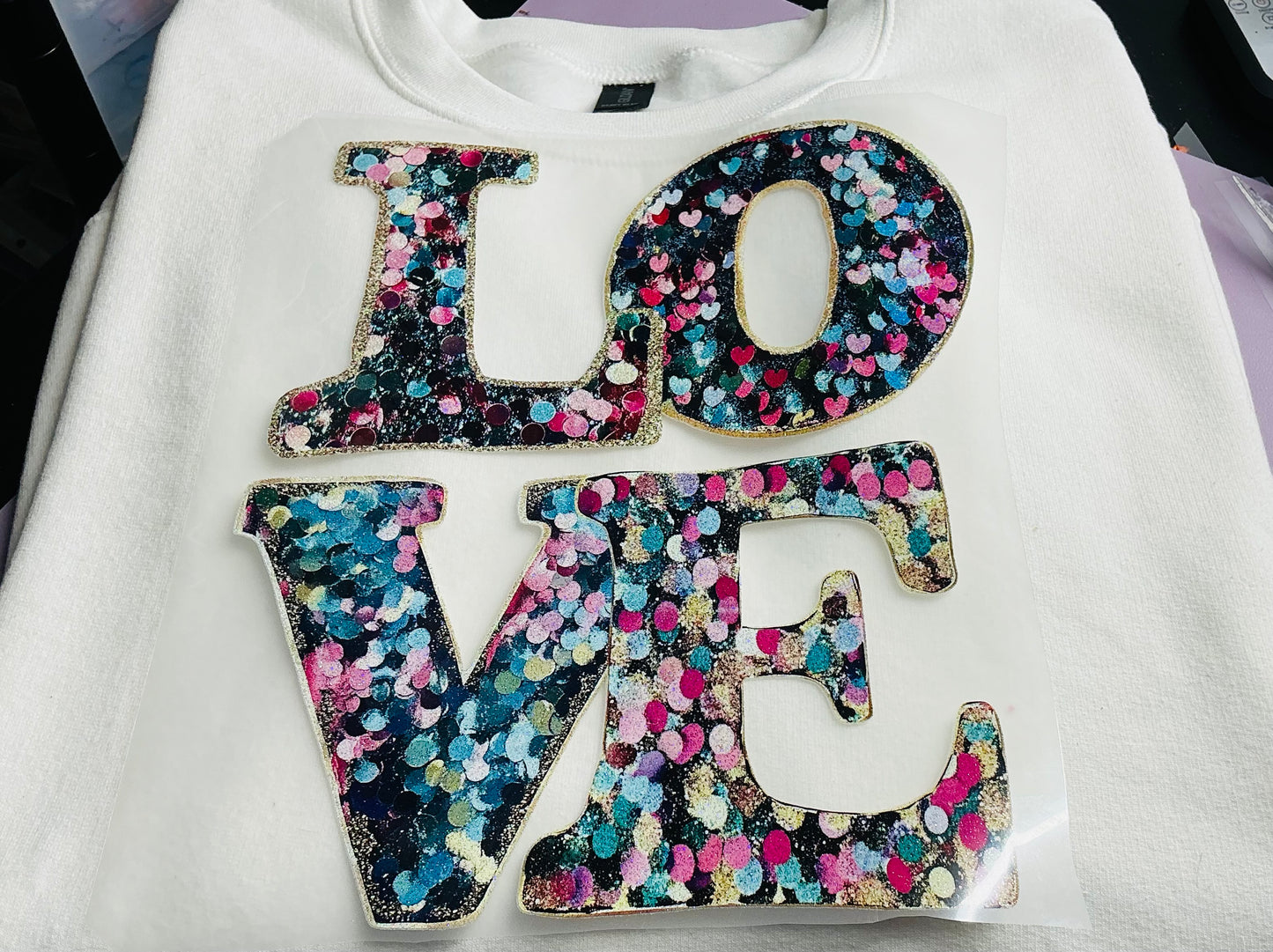 LOVE SEQUINS GLITTER FILM TRANSFER #0008 (VALENTINES)