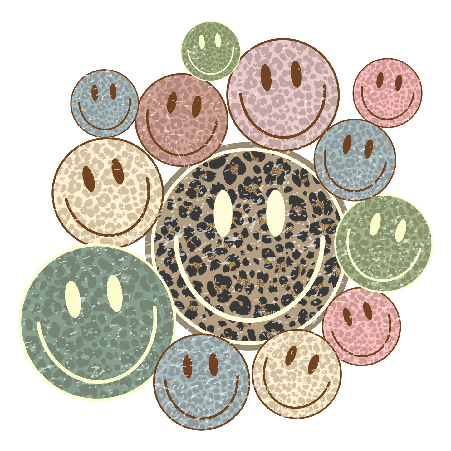 Retro Leopard Smiley Face #066 Available in Sublimation and DTF Just Pick Your Shirt