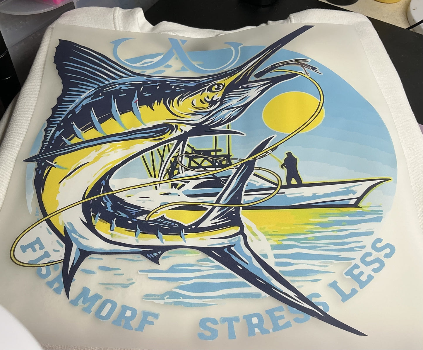 FISH MORE STRESS LESS #0156 PERFECT FOR OVERSIZED TSHIRTS (ALL SEASON) (SUMMER) (DAD)