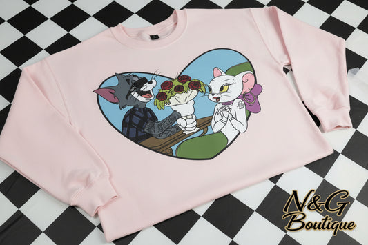 CAT LOVE #0114 (VALENTINE) (ALL SEASON) (RETRO) GREAT FOR OVERSIZED TSHIRTS