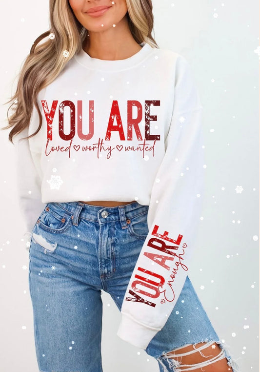 YOU ARE ENOUGH DISTRESSED GLITTER PRINT #0108 (ALL SEASON) (RETRO)