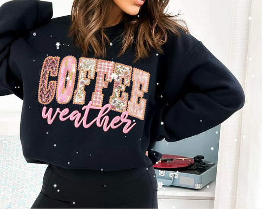 PINK COFFEE WEATHER GLITTER PRINT #0097 (COFFEE) (ALL SEASON)