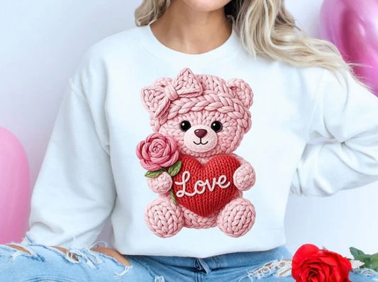 CUTE YARN LOVE BEAR GLITTER PRINT #0074 (VALENTINE)