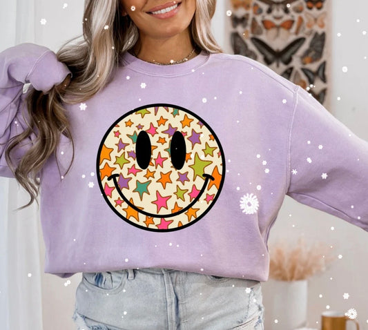 STAR SMILEY GLITTER PRINT #0106 (ALL SEASON) (SUMMER ) (RETRO)