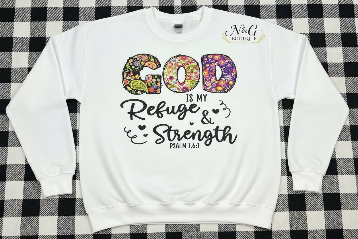GOD IS MY REFUGE & STRENGTH PSALM 1,6:1  #0167 PEFECT FOR AND OVERSIZED TSHIRT (FAITH) (ALL SEASON)