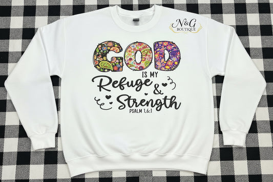 GOD IS MY REFUGE & STRENGTH PSALM 1,6:1  #0167 PEFECT FOR AND OVERSIZED TSHIRT (FAITH) (ALL SEASON)