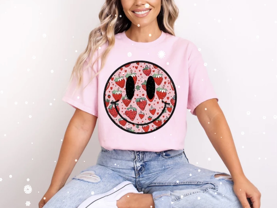 STRAWBERRY SMILEY GLITTER PRINTS #0102 (SUMMER) (ALL SEASON )