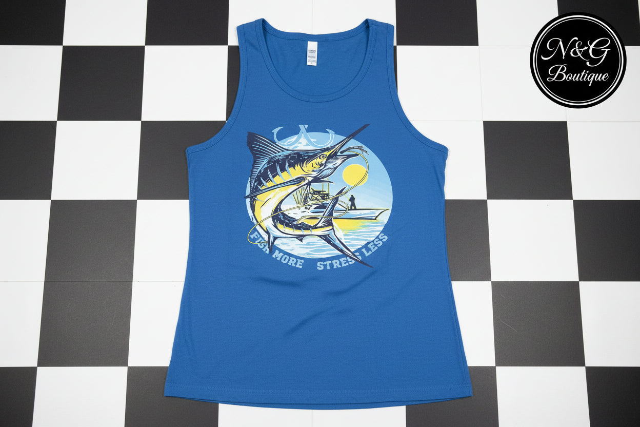 FISH MORE STRESS LESS #0156 PERFECT FOR OVERSIZED TSHIRTS (ALL SEASON) (SUMMER) (DAD)