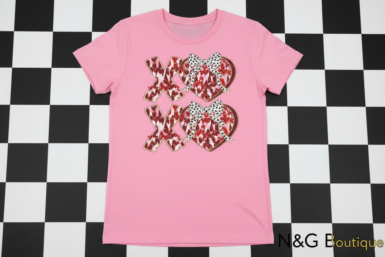 XOXO WITH BOWS #0122 PERFECT FOR OVERSIZED TSHIRTS