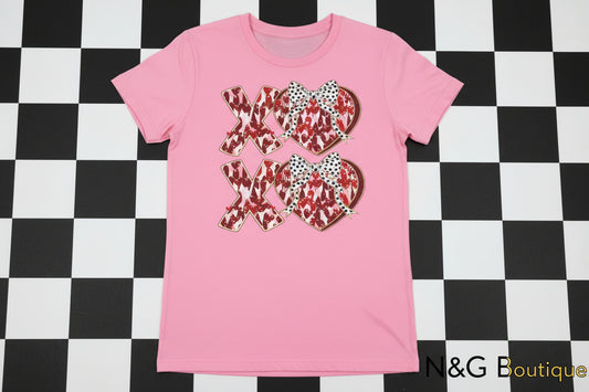 XOXO WITH BOWS #0122 PERFECT FOR OVERSIZED TSHIRTS