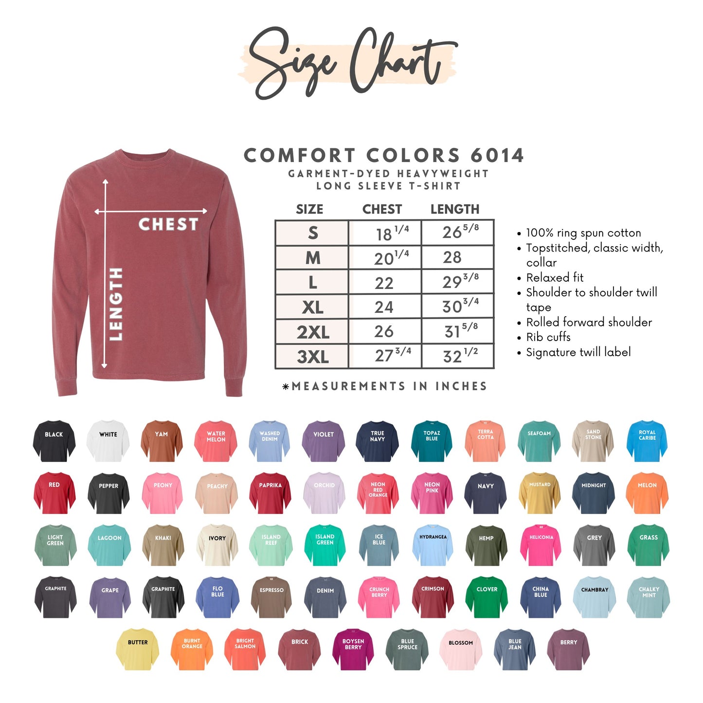 Comfort Colors C6014 Unisex Heavyweight RS Long-Sleeve T-Shirt ALL COLORS AVAILBALE PICK YOUR COLOR SIZE AND PRINT