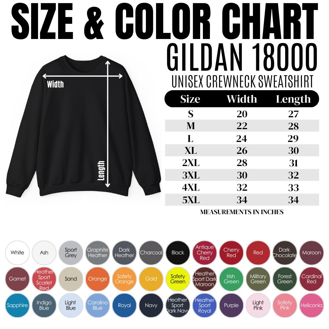 Gildan G180 Unisex Heavy Blend™ 50/50 Crewneck Sweatshirt ALL COLORS AVAILBALE PICK YOUR COLOR / SIZE AND PRINT