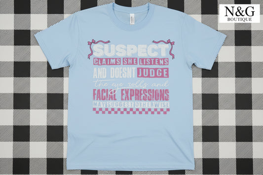 SUSPECT CLAIMS GLITTER PRINT #0249 (ALL SEASON) (HUMOR)