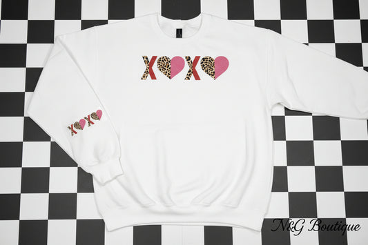XOXO LEOPARD WITH SLEEVE GLITTER PRINT #0243 (VALENTINE)