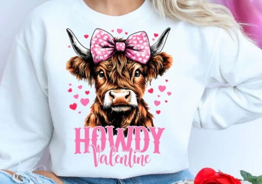 HOWDY VALENTINE HIGHLAND COW GLITTER PRINT #0078 (VALENTINE)(HIGHLANDCOW)