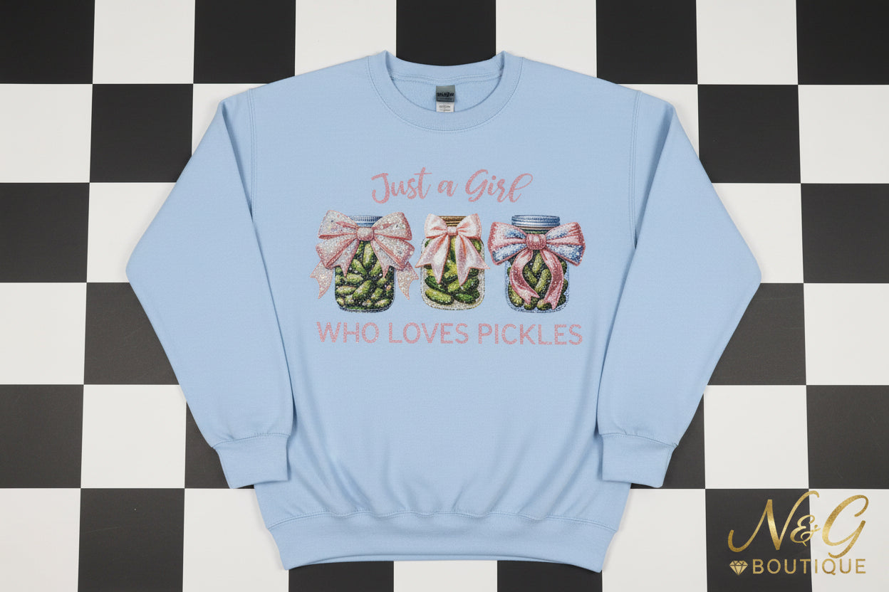 JUST A GIRL WHO LOVES PICKLES GLITTER PRINT #0201 (ALL SEASON) (BOWS)
