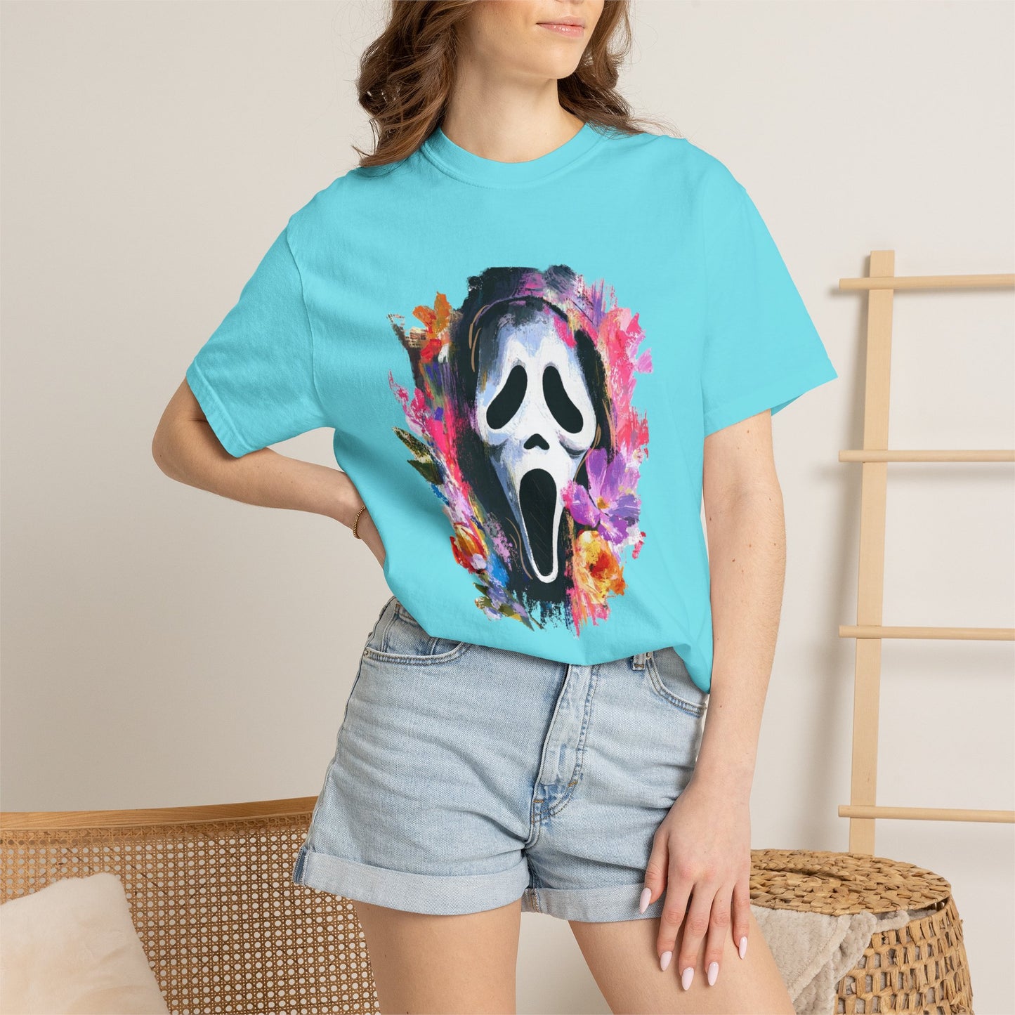 Scream Mask Floral T-Shirt — Horror Floral Graphic Tee