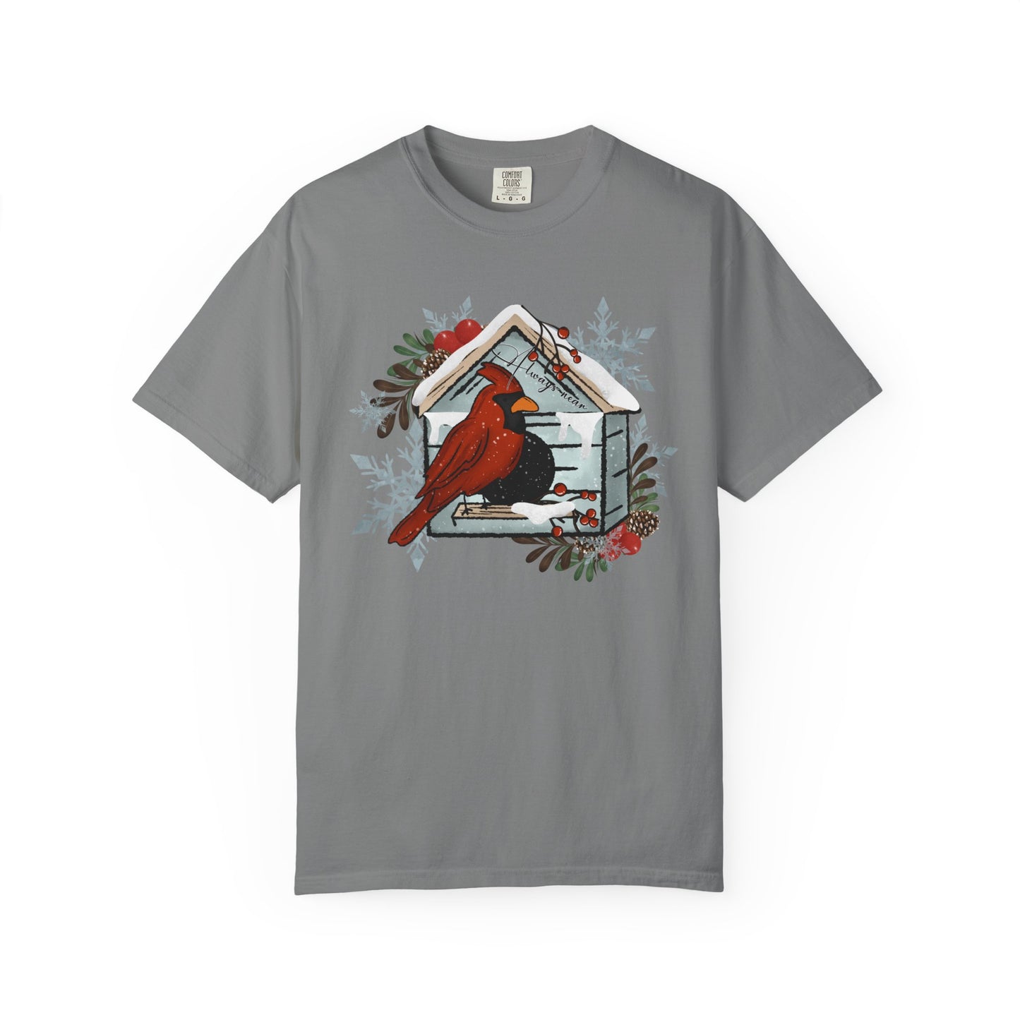 Cardinal Birdhouse T-Shirt — Winter Holiday Nature Tee